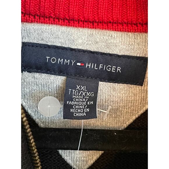 New Men's Tommy Hilfiger 100% Cotton Half Zip Pull Over Navy Blue Sweater XXL - Picture 5 of 8